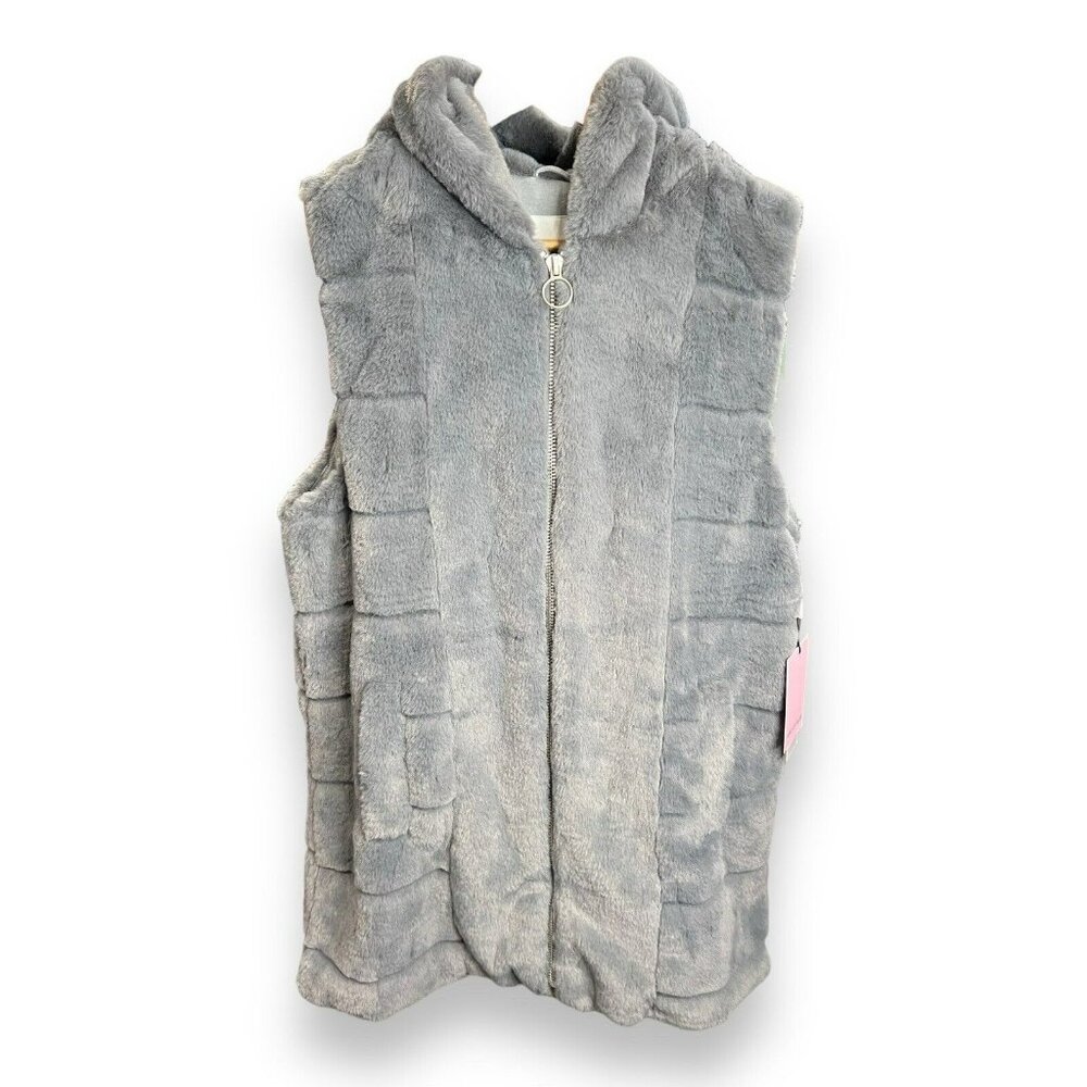Avec Les Filles Faux Fur Grey Vest Jacket Size XS New